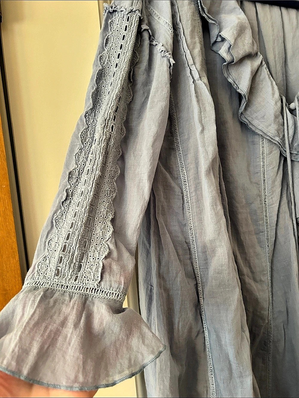 Free People Powder Blue Ruffle Tunic/Cardigan - Picture 9 of 12